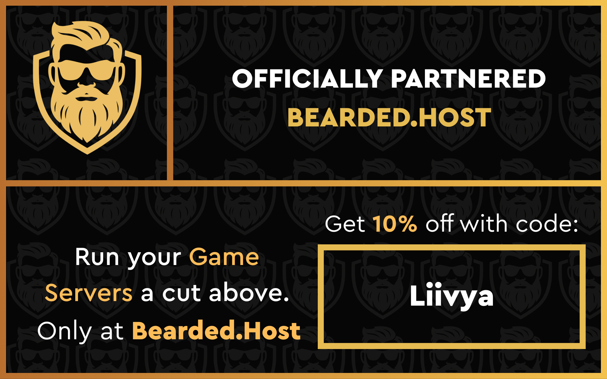 Use code Liivya at checkout for 10% off your bearded host server